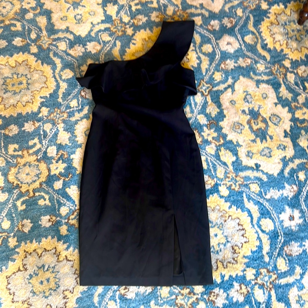 Bardot Black One-Shoulder Ruffle Dress Sz 6 Australian Designer